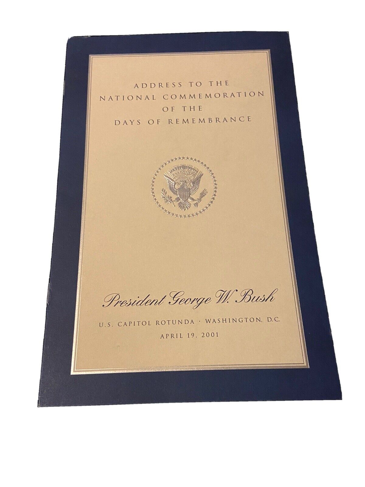 Rare VIP White House Booklet George W Bush Address Commemorating Holocaust