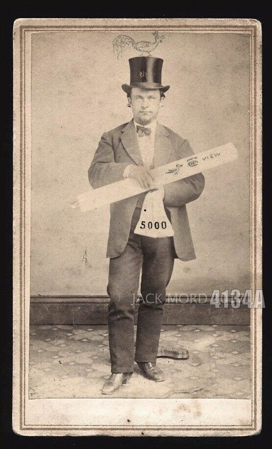 RARE 1860s California CDV Photo Miner Prospector Holding Claim & Mining Gold