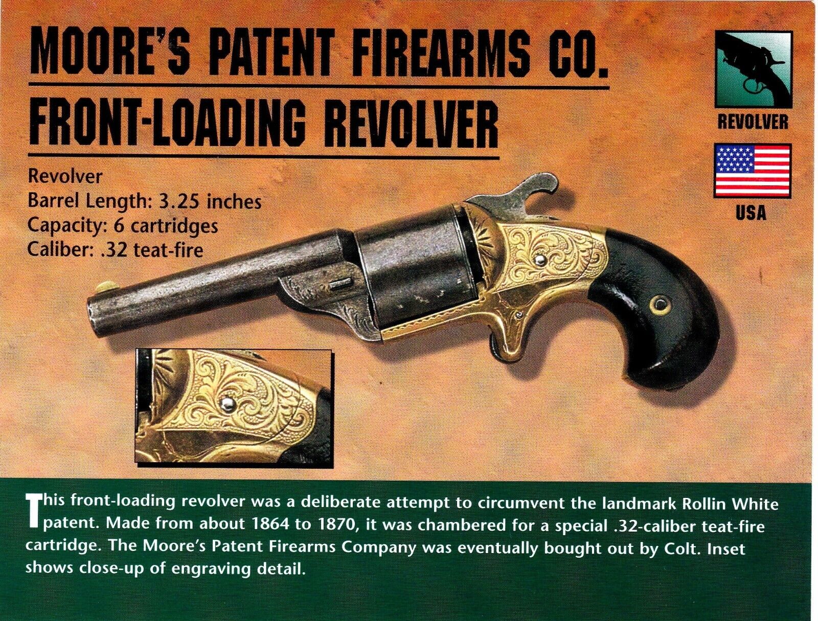 Moore\'s Patent Firearms Co. Front Loading Revolver Classic Firearms Photo Card u