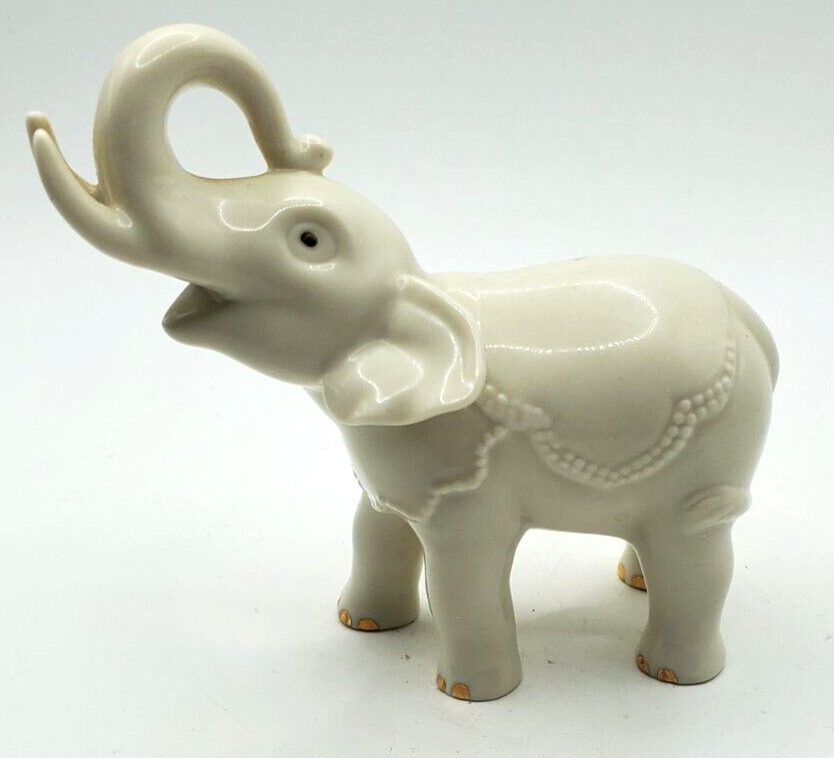 Lenox White Elephant Trunk Up Gold Trim Excellent 