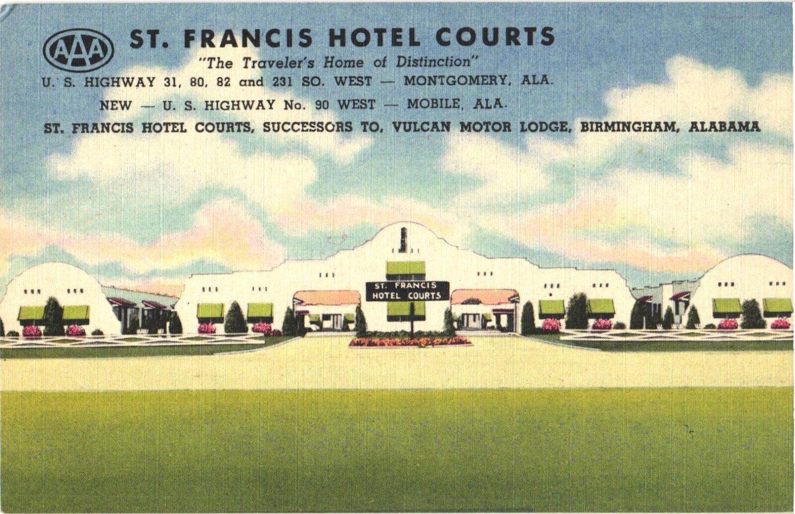 St. Francis Hotel Courts, Traveler\'s Home, Montgomery, Alabama Postcard