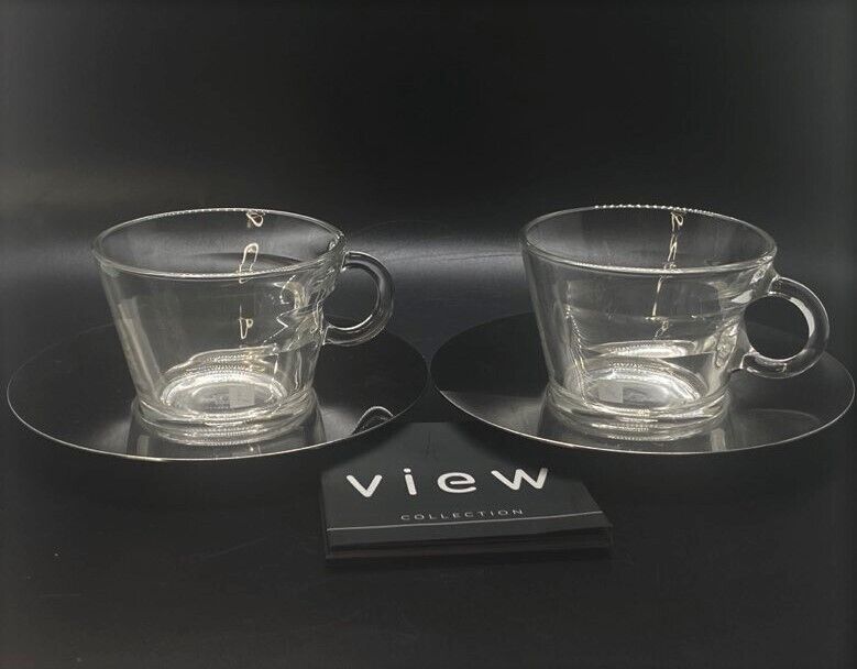Nespresso View Collection Espresso Glass Cup & Stainless Steel Saucer Set 2 - C1