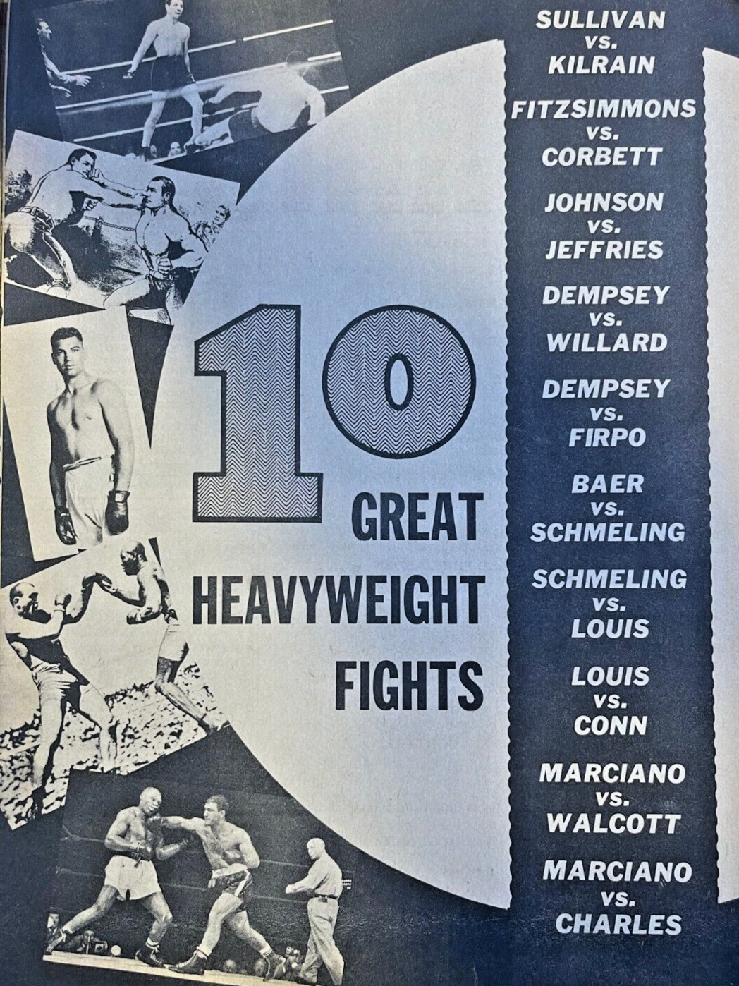 1974 Ten Greatest Heavy Weight Fights Corbett Johnson Dempsey Louis Marciano