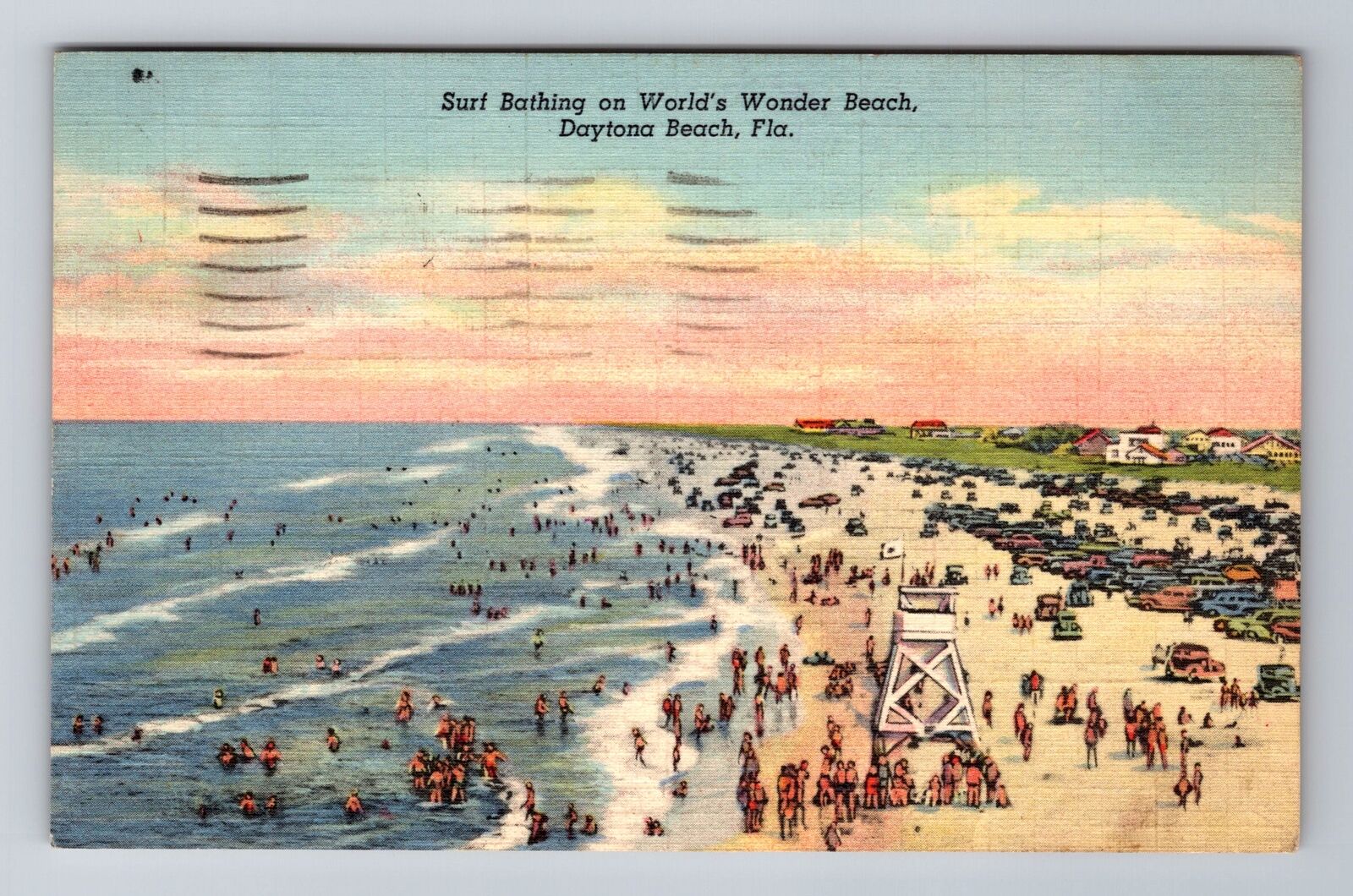 Daytona Beach FL-Florida, Surf Bathing World Wonder Beach Vintage c1951 Postcard