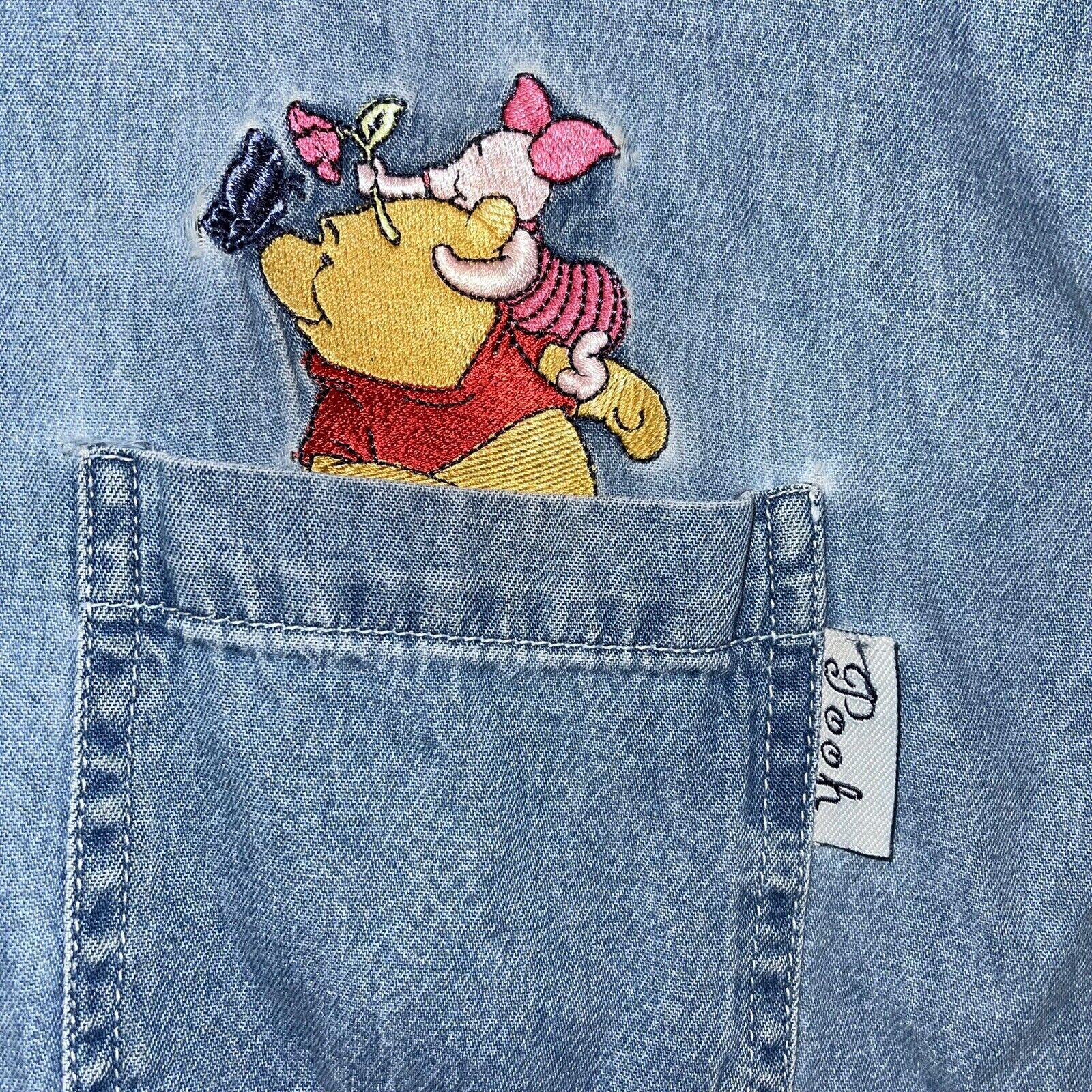 Vintage Pooh & Piglet embroidered denim shirt jerry leigh size 22/24 guc e100