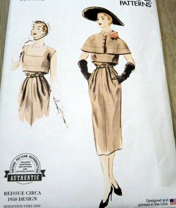 NEW 1950s VOGUE VINTAGE MODEL Dress & Capelet SEWING PATTERN 18-20-22-24-26 UC
