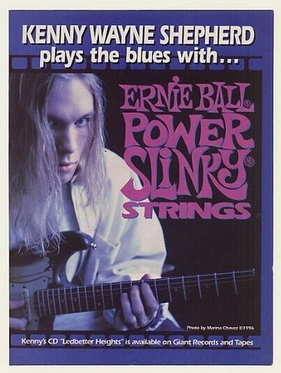 1996 Kenny Wayne Shepherd Ernie Ball Strings Photo Ad