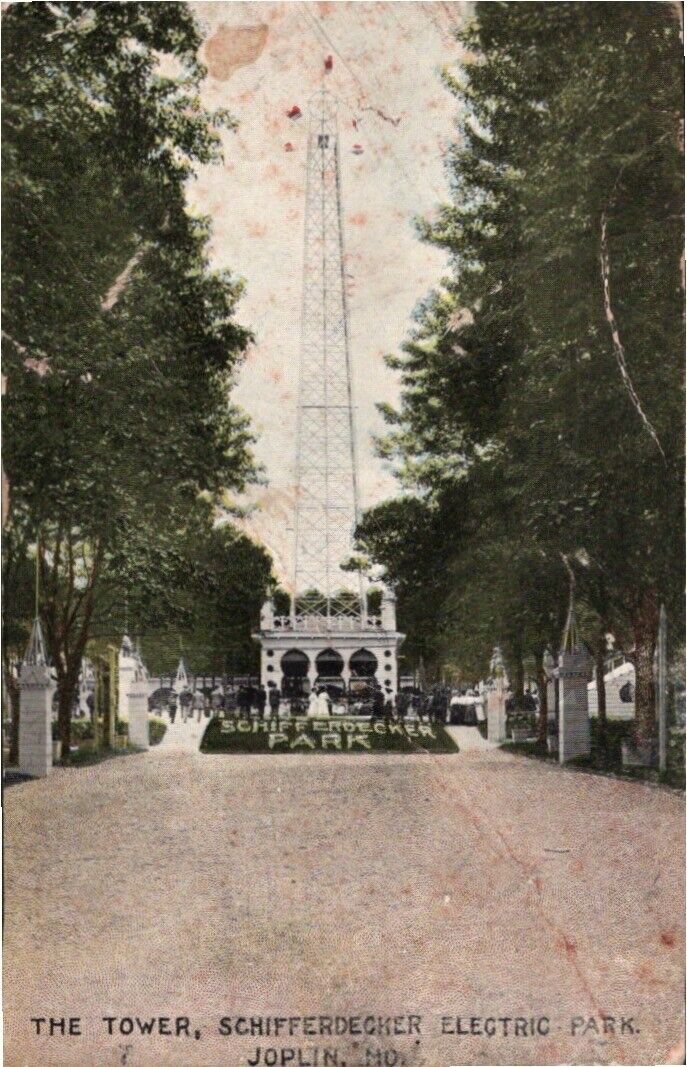 The Tower  Schifferdecker Electric Park  Joplin, Missouri 1910s postcard