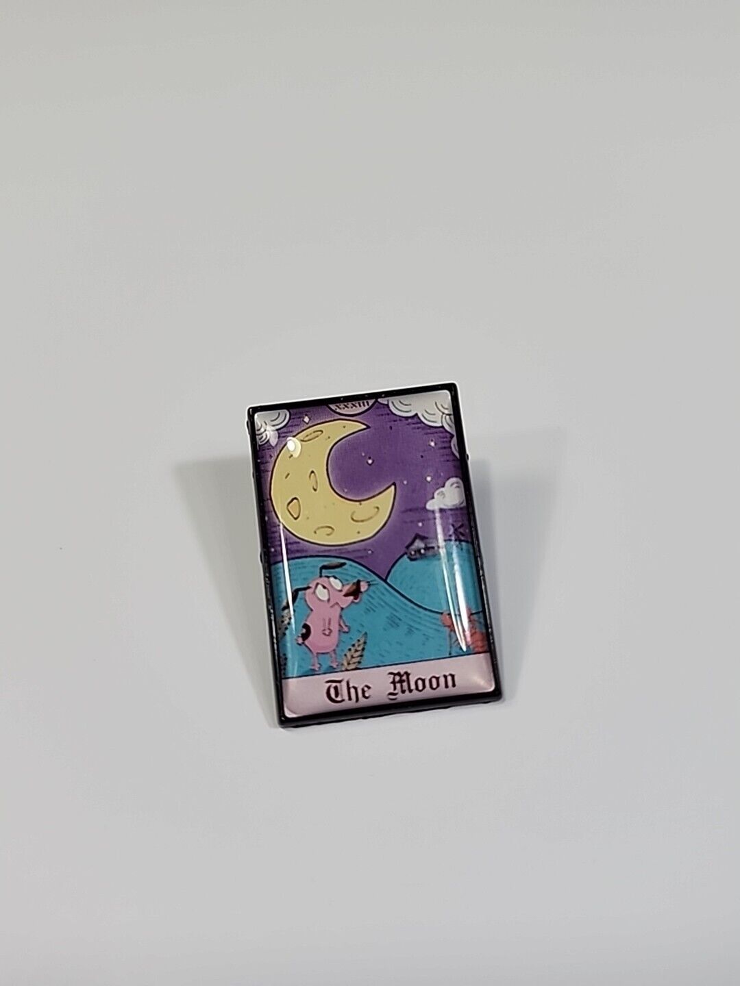 The Moon Tarot Card Lapel Pin Courage the Cowardly Dog Humorous