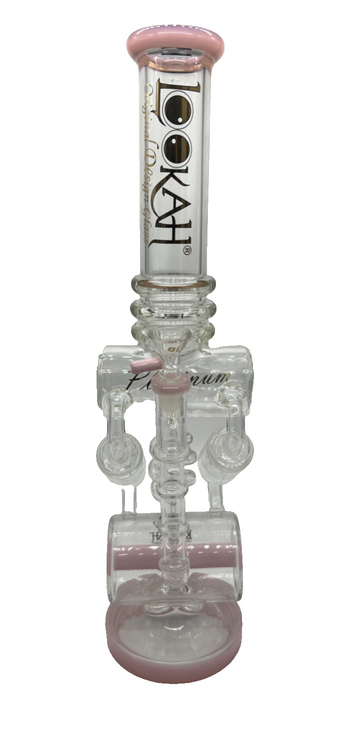 Tall Pink Lookah Glass ™ 17” Double Honeycomb Perc - BONG - Glass Water Pipe-Rig