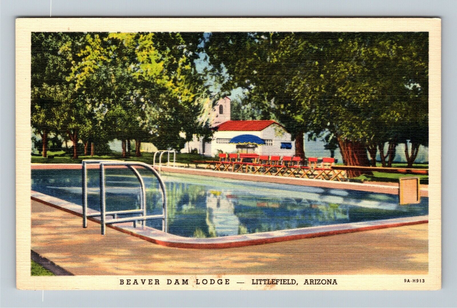 Littlefield AZ-Arizona, Beaver Dam Lodge, Pool View Highway 91 Vintage Postcard