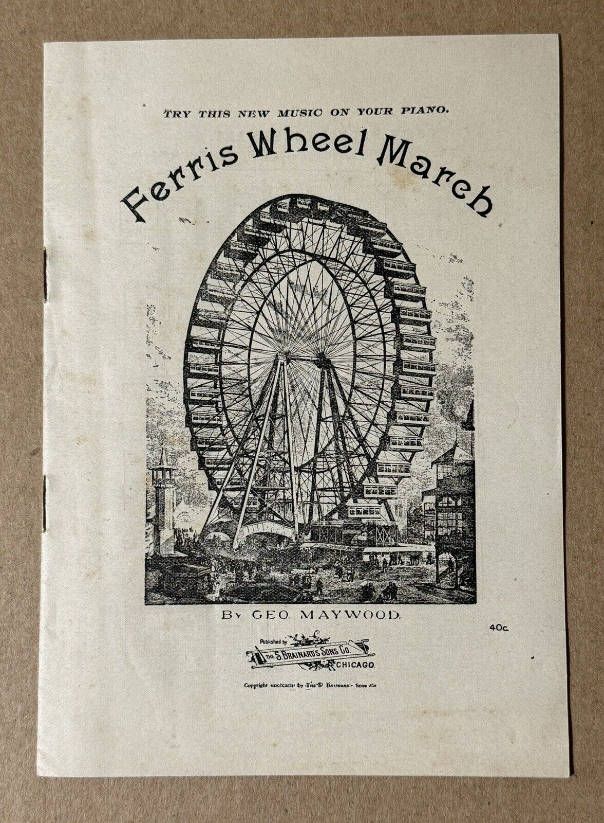1893 Ferris Wheel March Sheet Music Chicago World’s Fair Columbian Exposition