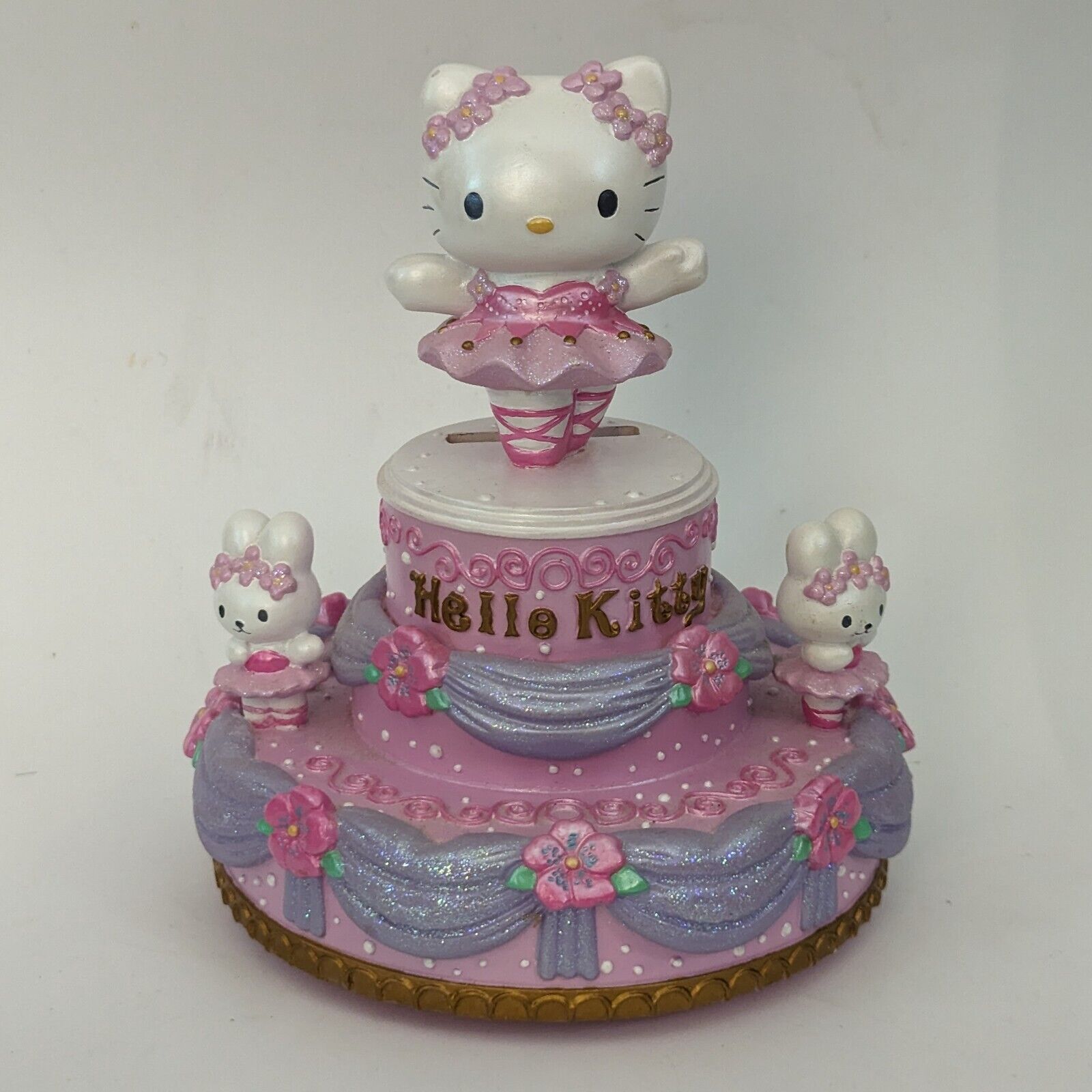Sanrio Hello Kitty Ballerina Bank Y2K Cake Pink Purple Rare 2001 With Rabbits