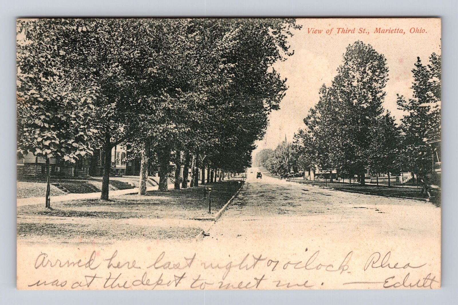 Marietta OH-Ohio, Scenic View of Third Street, Antique Vintage c1907 Postcard