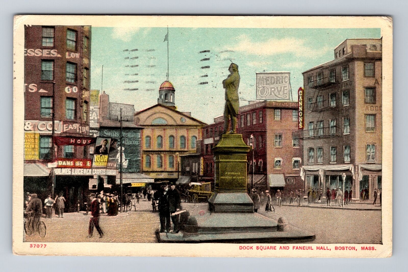 Boston MA-Massachusetts, Dock Square & Faneuil Hall, Antique, Vintage Postcard