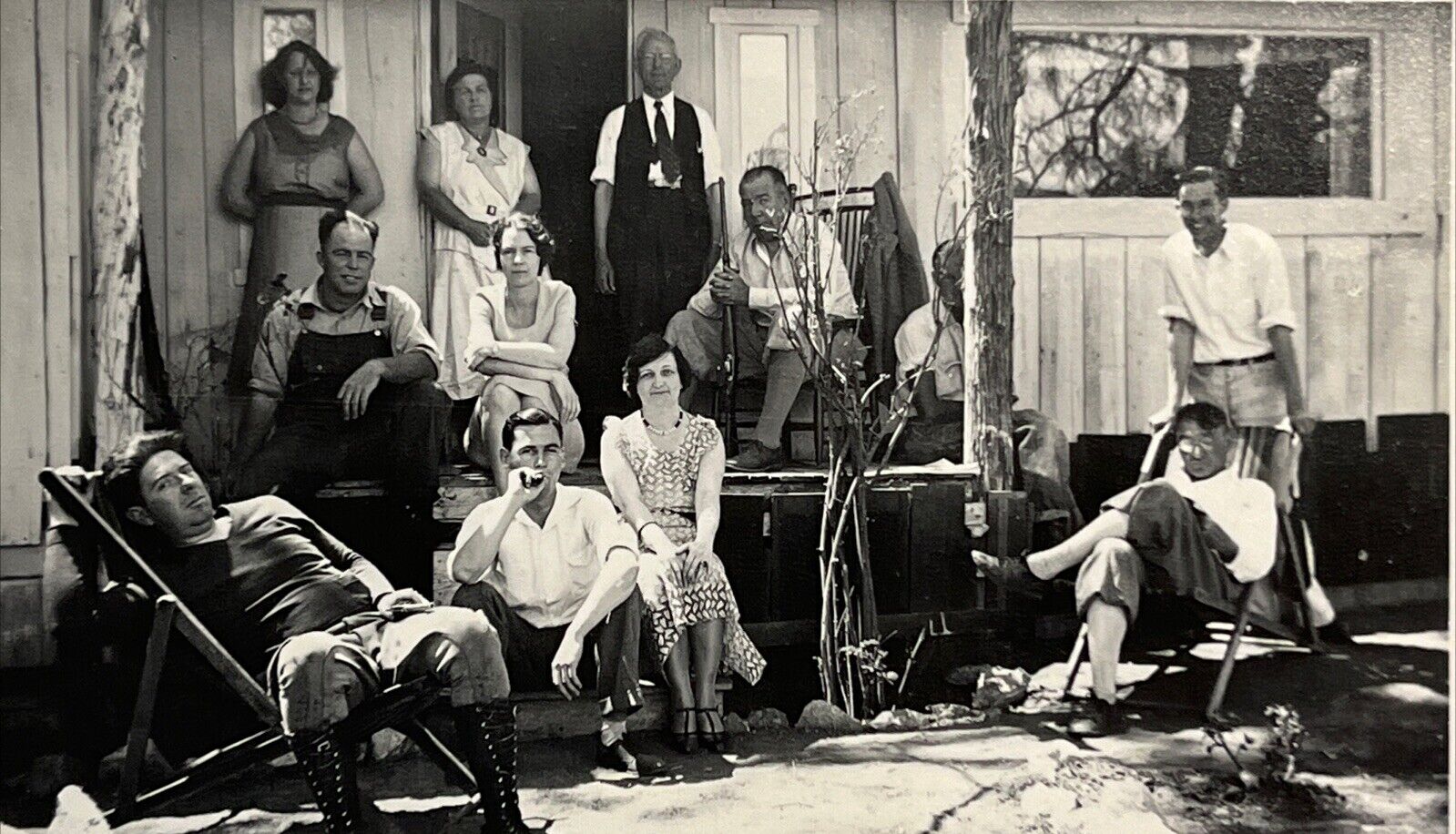 1930s American Family Outside House Men Women Gun Depression Era Americana