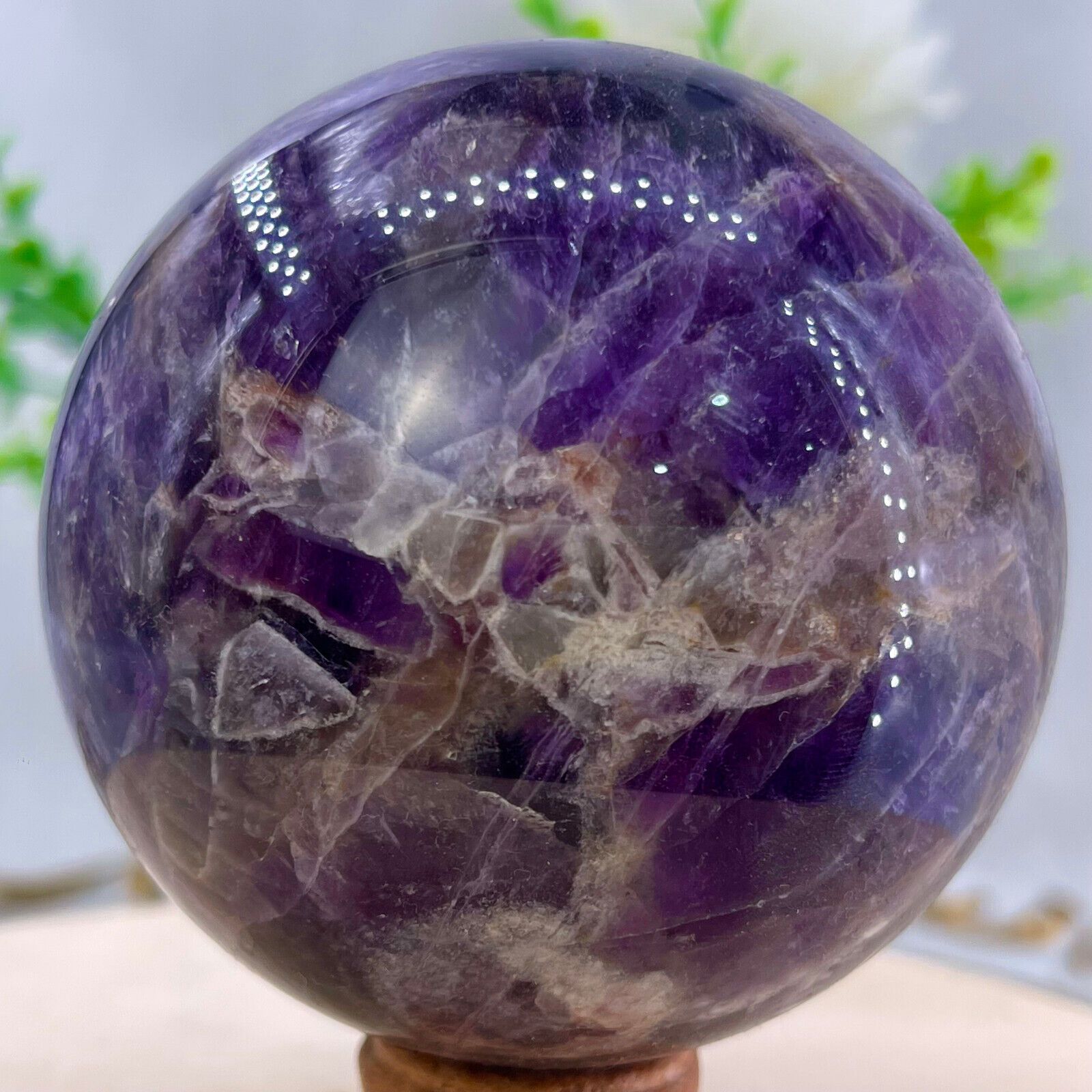 1.5LB Natural Dream Amethyst Quartz Crystal Sphere Ball Healing
