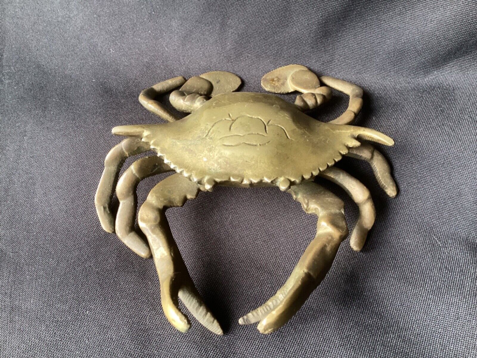 Antique Vintage Brass Crab Inkwell & Pen Holder Paperweight Heavy