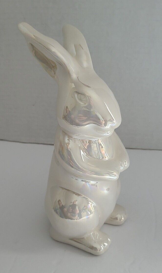 Farmhouse white ceramic easter rabbit figurine