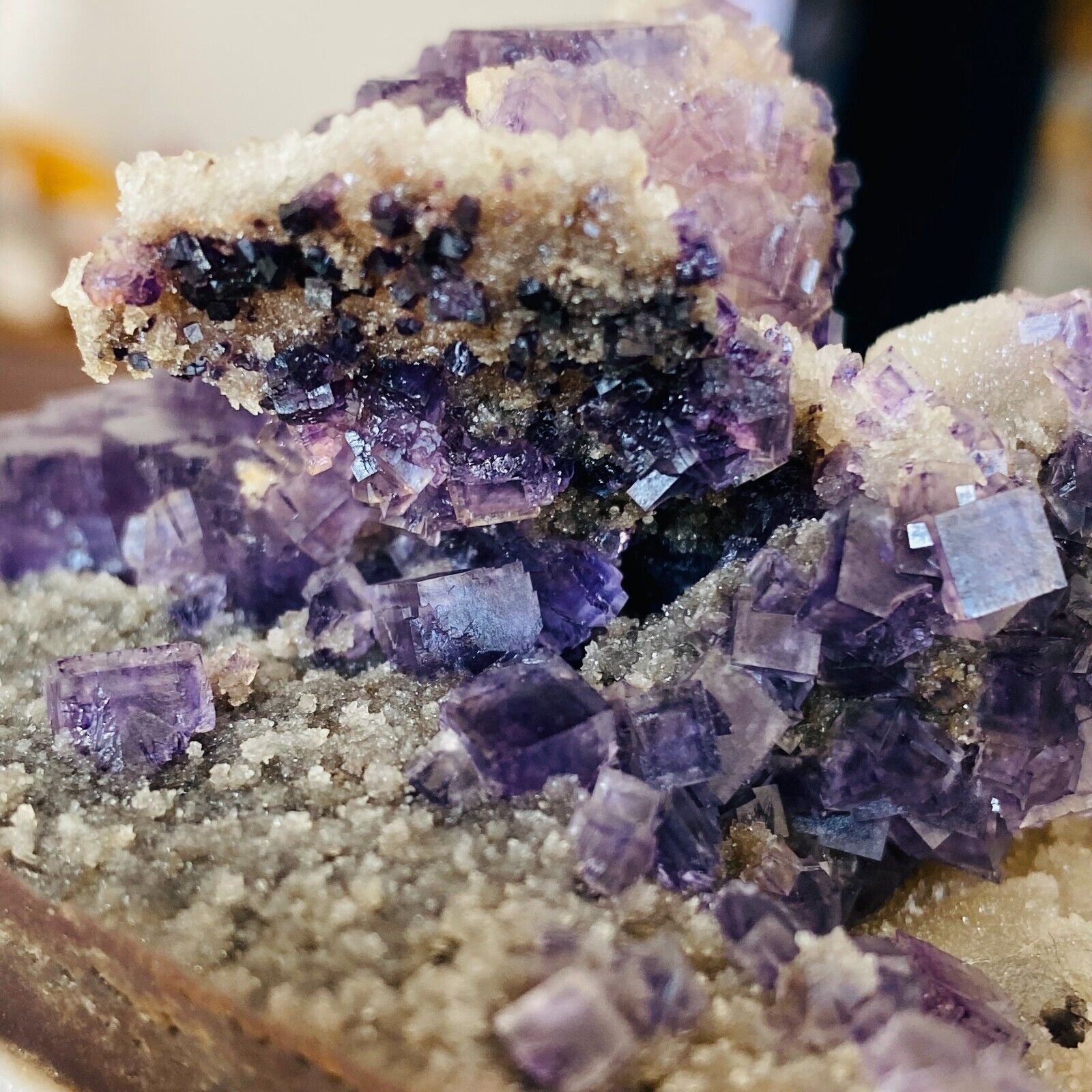 430g Natural Rare Transparent purple Cube Fluorite Mineral Crystal Specimen
