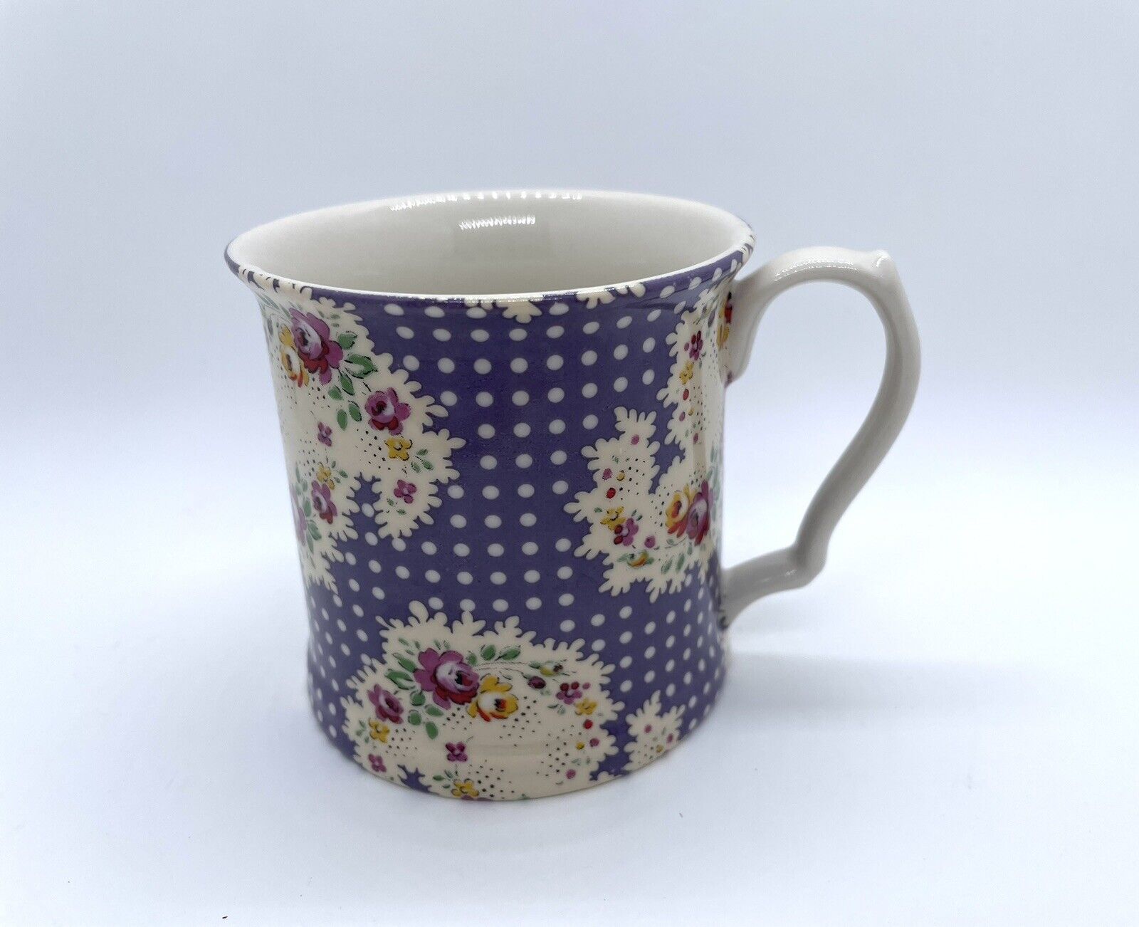AVOCA NEST IRELAND Vintage Purple Floral Coffee Cup Mug Porcelain EUC 