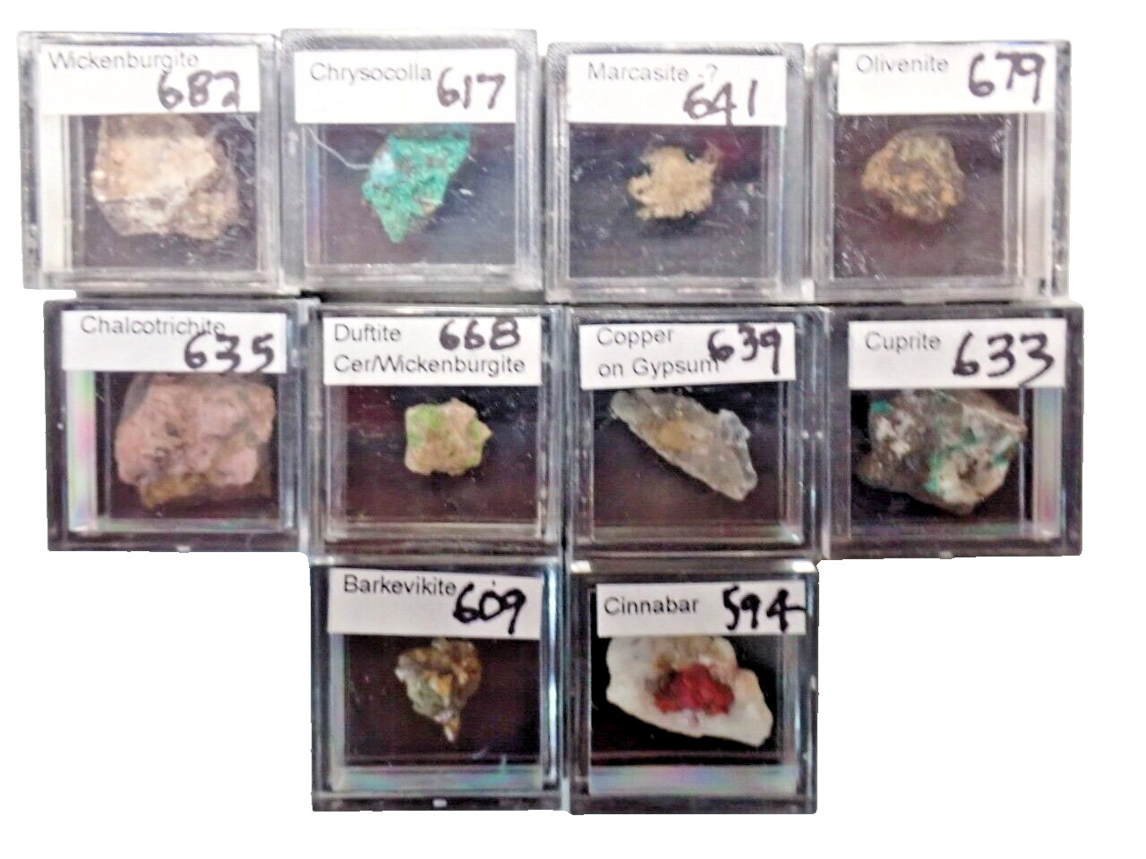 Micromount Mineral Lot MMA1-10 Fine Specimens in Acrylic Boxes-Visit eBay Store