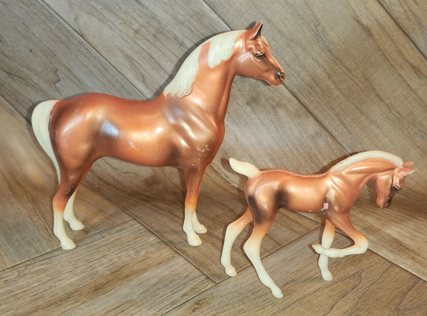 Vintage 1960's Hartland Copper Sorrel  Morgan Horse & Morgan Palomino Foal
