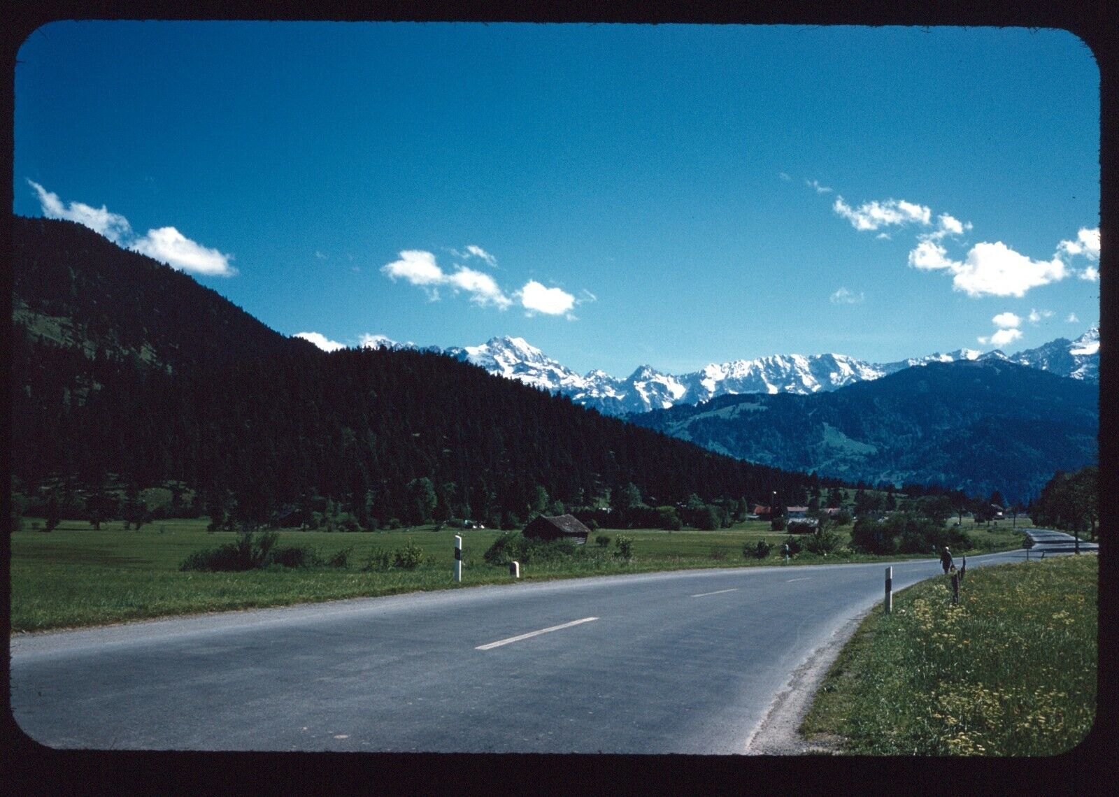 1950s Scenic View Road Alps Bavaria Germany Mountains 35mm Red Border Slide