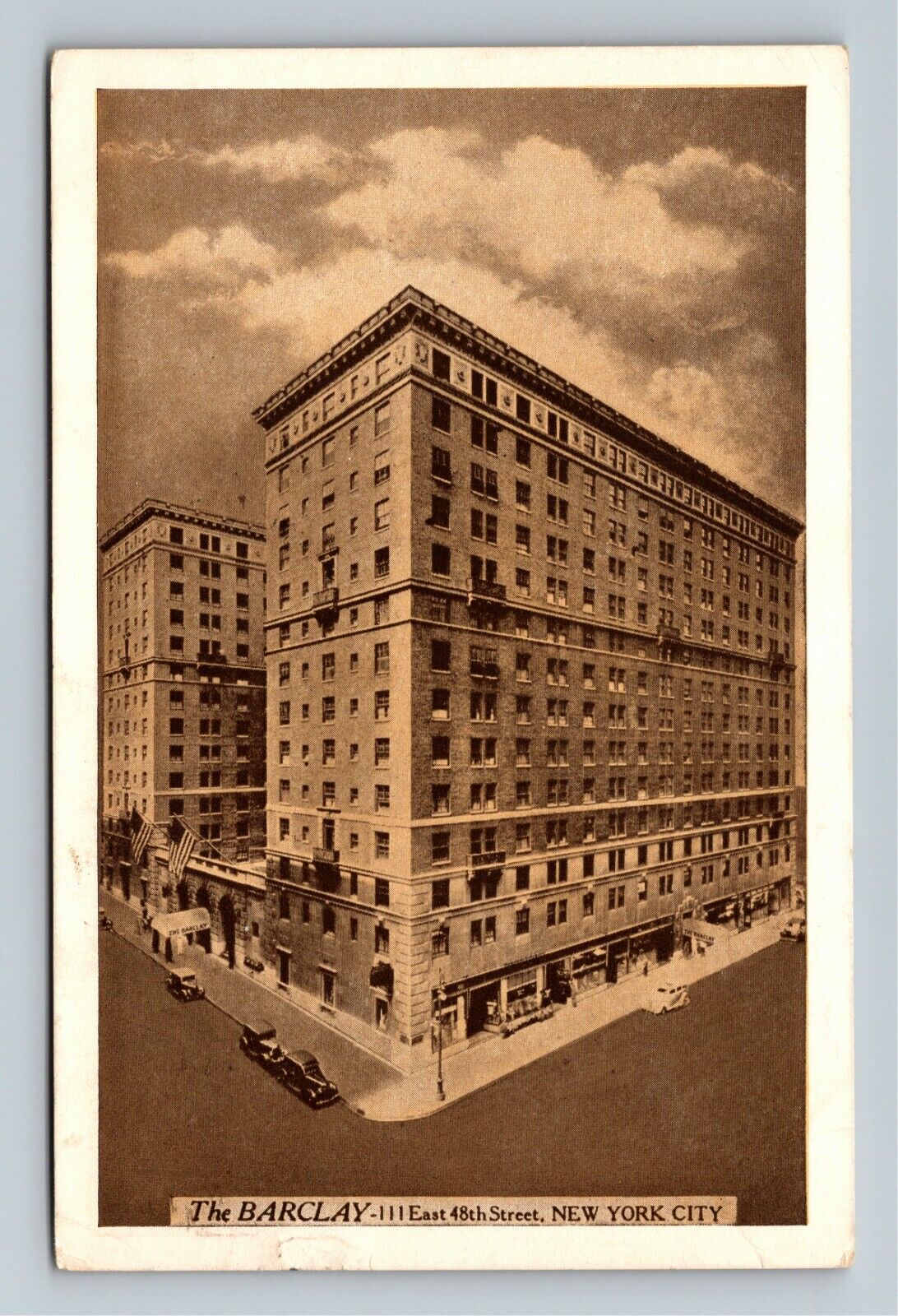 New York City NY The Barclay, Advertising c1945 Vintage Postcard