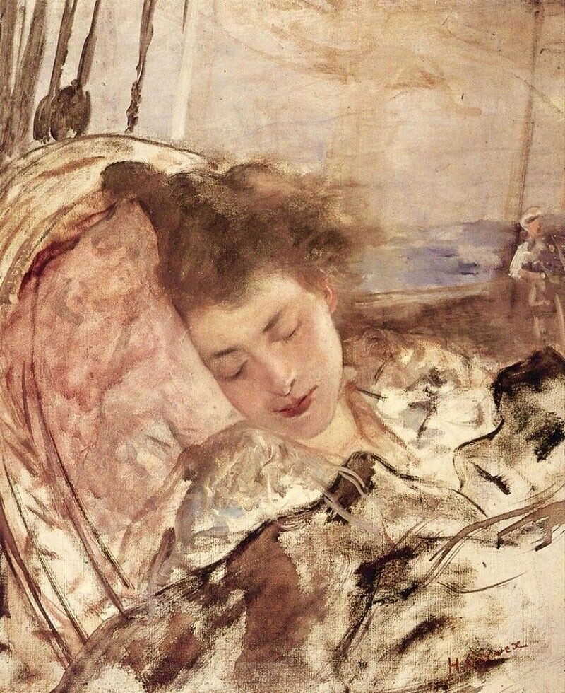 Dream-art Oil painting lady woman Mme.-Gervex-Asleep-Henri-Gervex-Oil-Painting