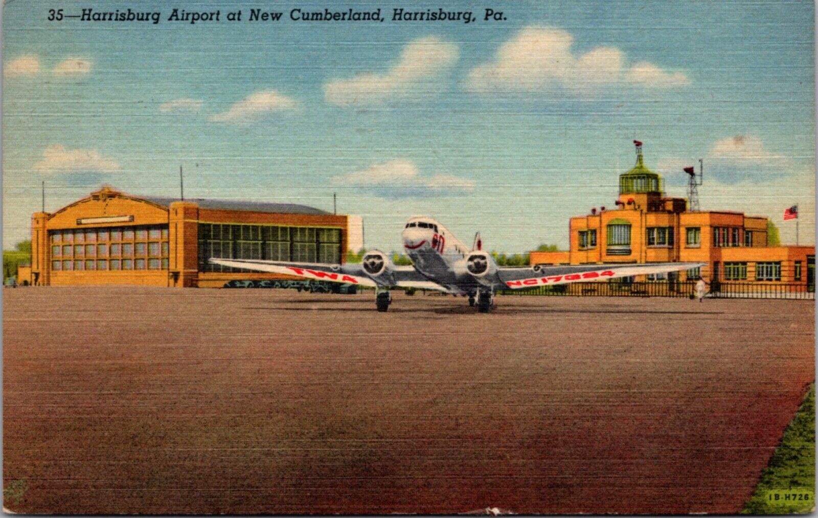 Linen Postcard Harrisburg Airport at New Cumberland, Harrisburg, Pennsylvania
