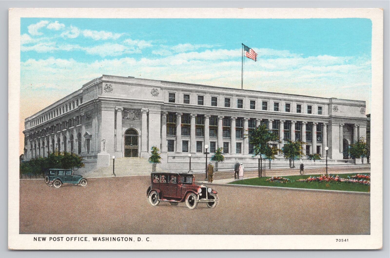 Postcard  New Post Office Old Cars Washington DC Curt Teich
