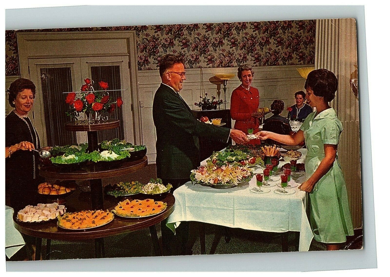 1963 Postcard Battle Creek Health Center Colonial Dinning Room Michigan Posted