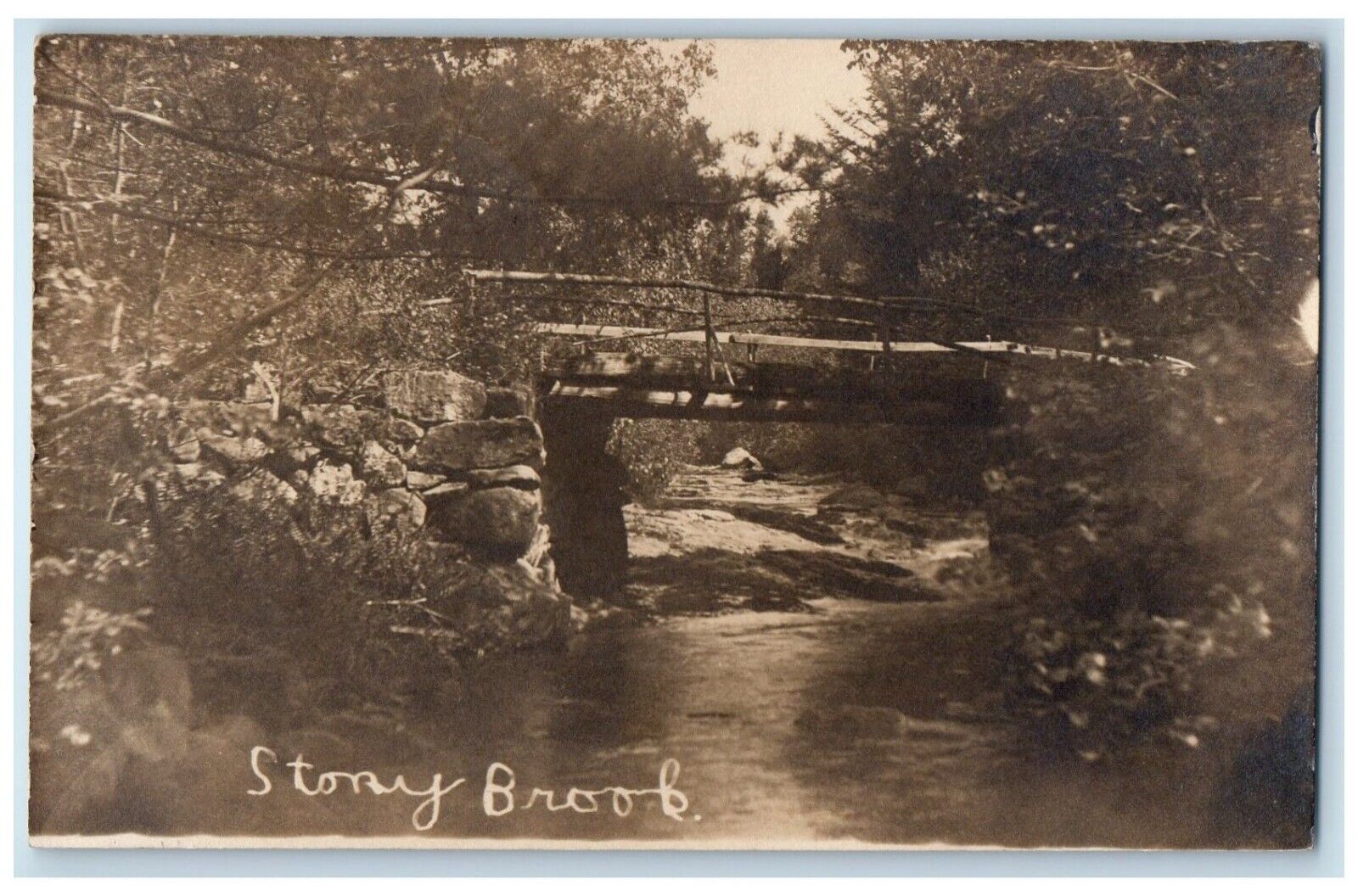 1911 Stony Brook Bridge River Forest South Paris Maine ME RPPC Photo Postcard