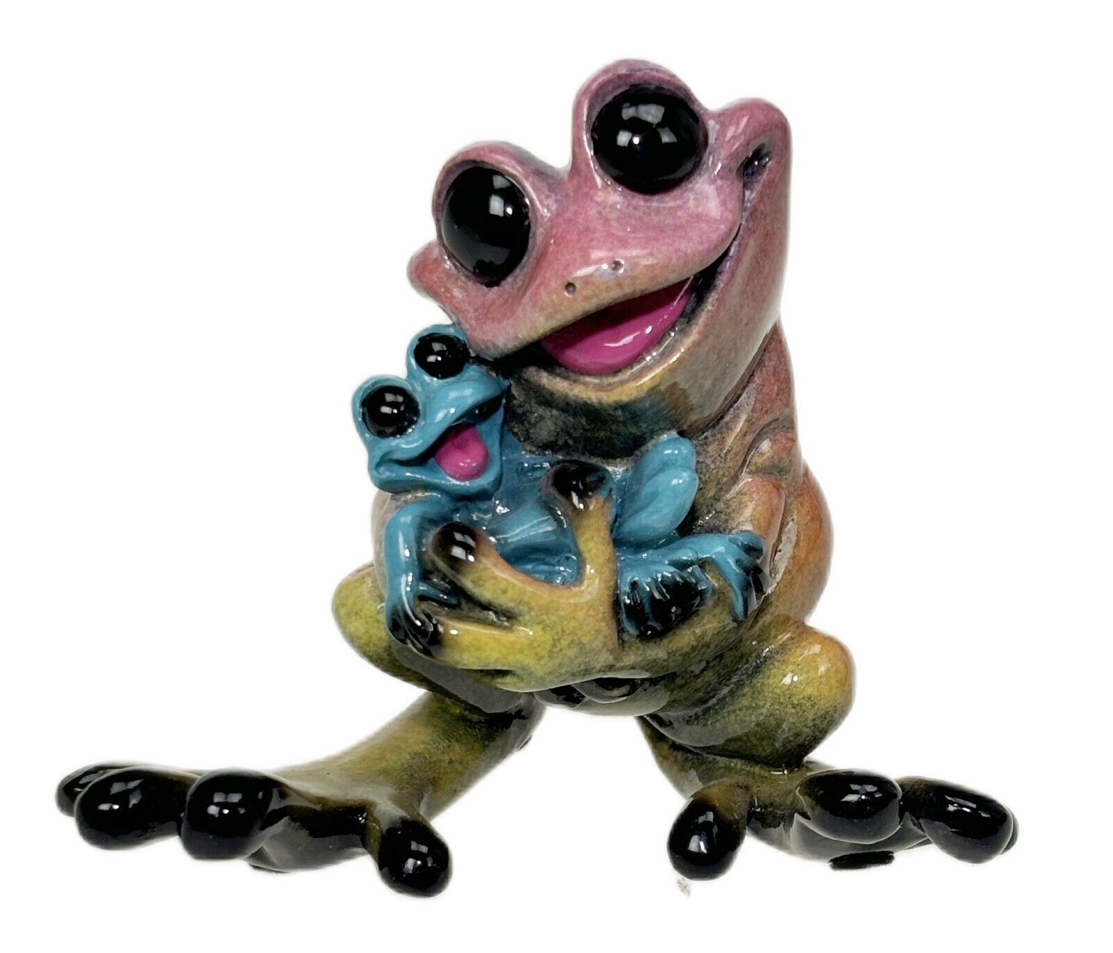 Rock a By Baby Kitty’s Critters Frog 3” Figurine Porcelain Mom Baby Sculpture