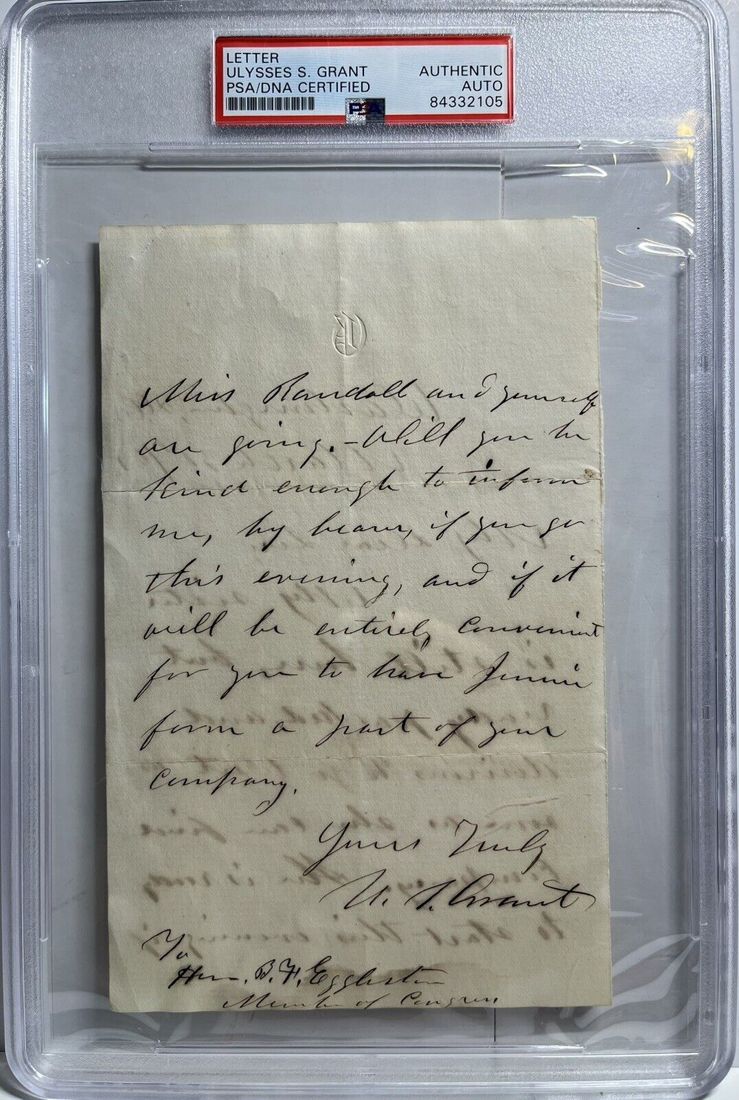 1867 PSA DNA Certified Ulysses S. Grant Written Signed Autographed Letter 10”x7