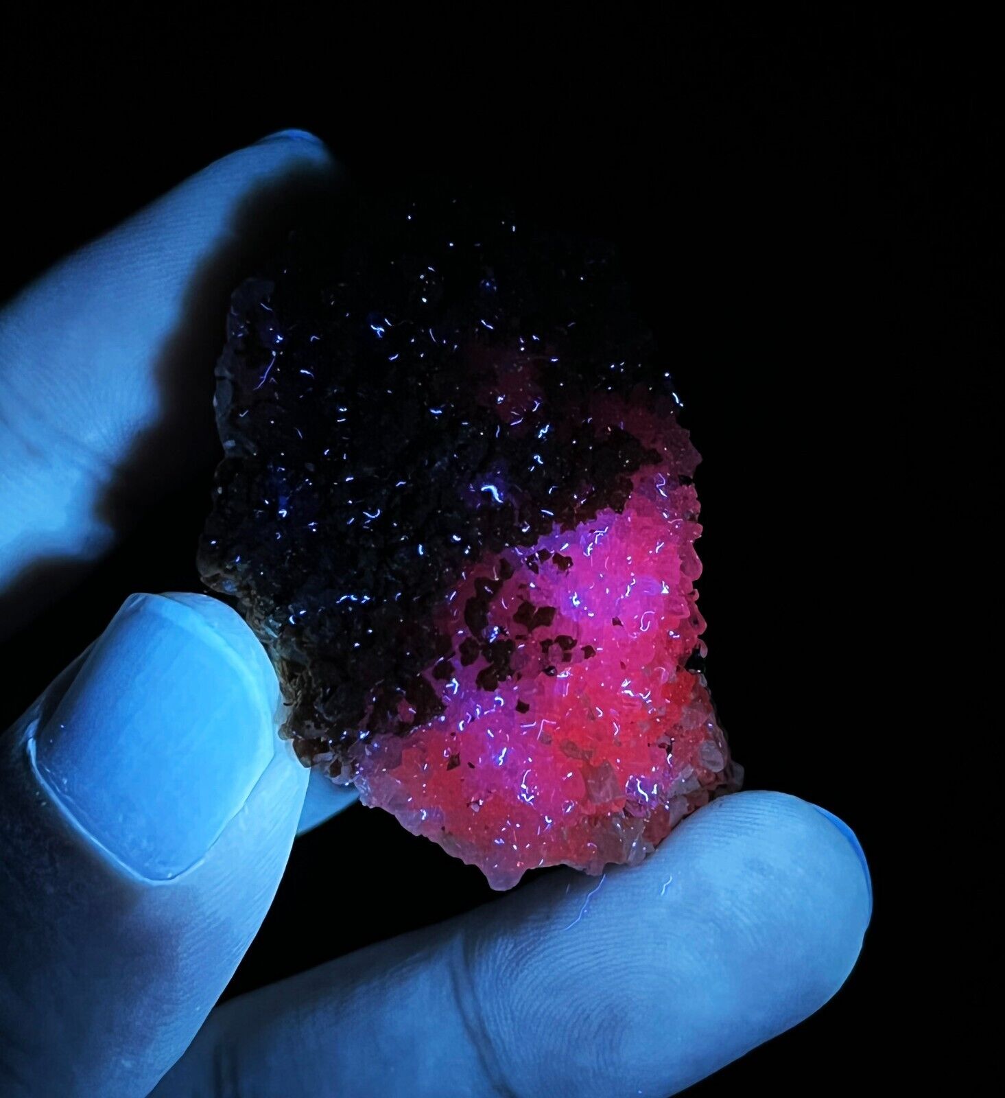 36.8g Natural Rare UV Light Calcite Dolomite Crystal Pyrite Mineral Specimen