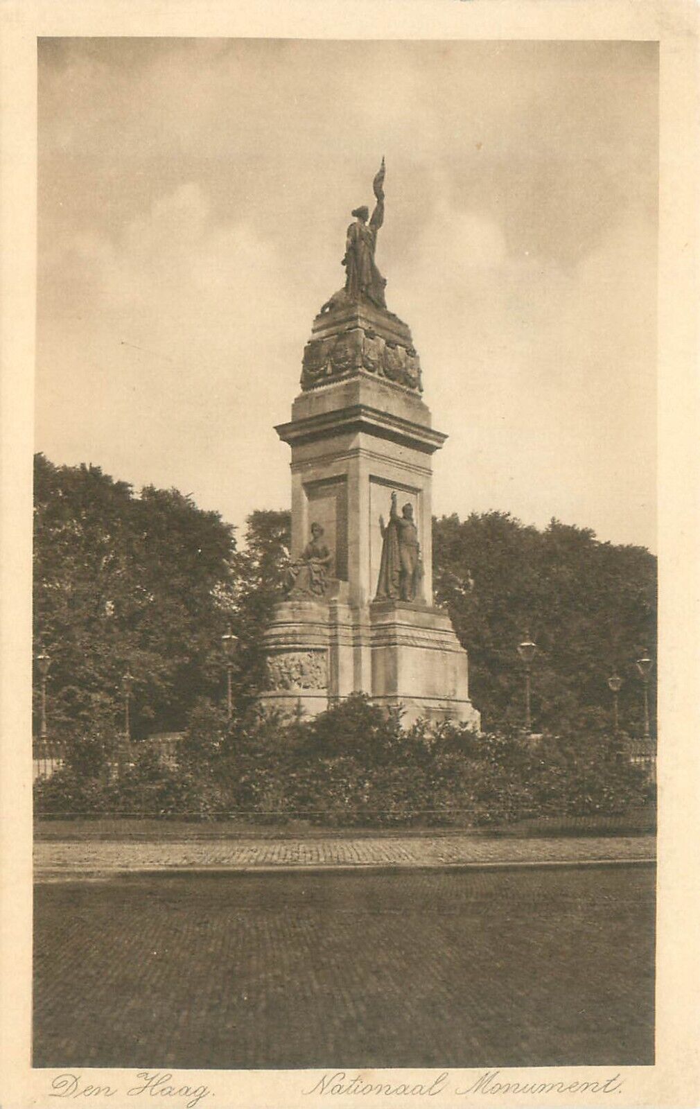 The Hague, Netherlands National Monument Sepia Postcard Unused