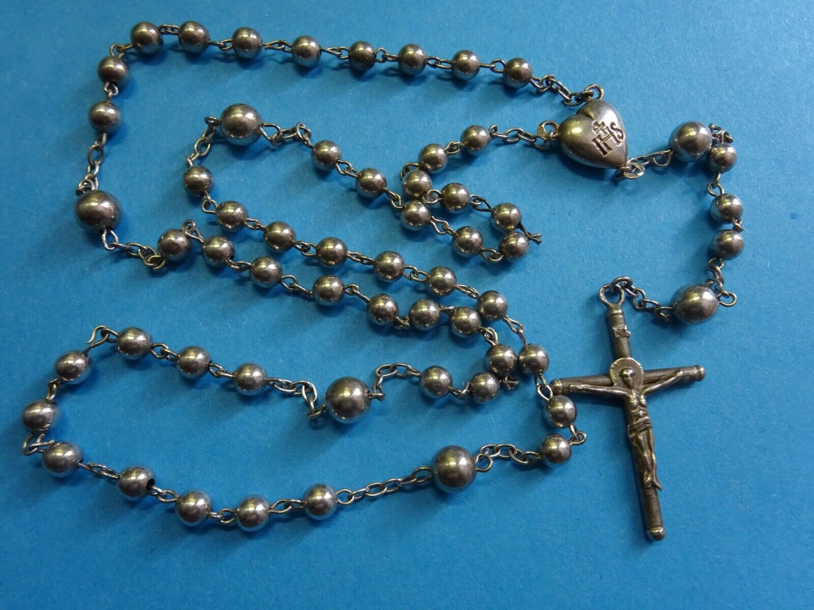 antique SILVER ROSARY