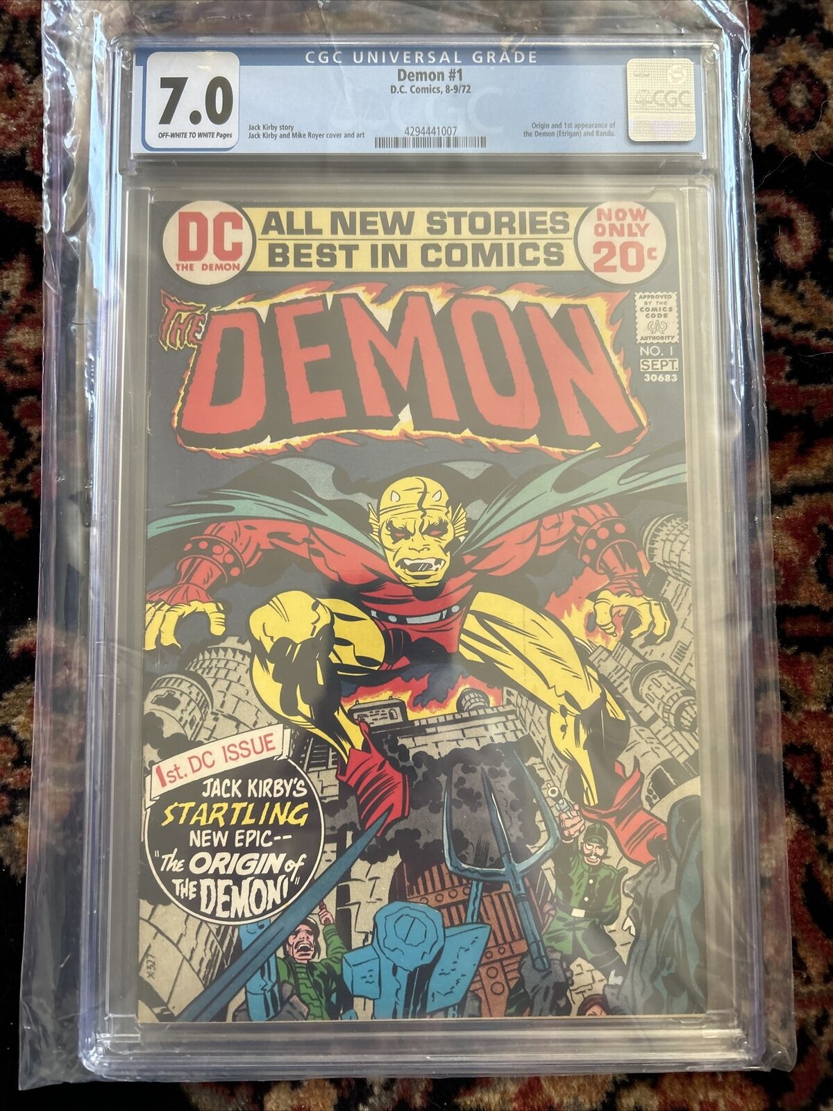 THE DEMON #1 (1972) CGC 7.0 ORIGIN/1ST APPEARANCE THE DEMON OW To W Pages