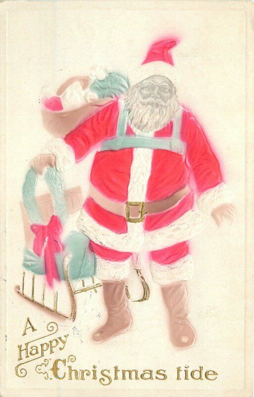 Embossed Santa Christmas Artist impression 1913 Postcard 21-12671