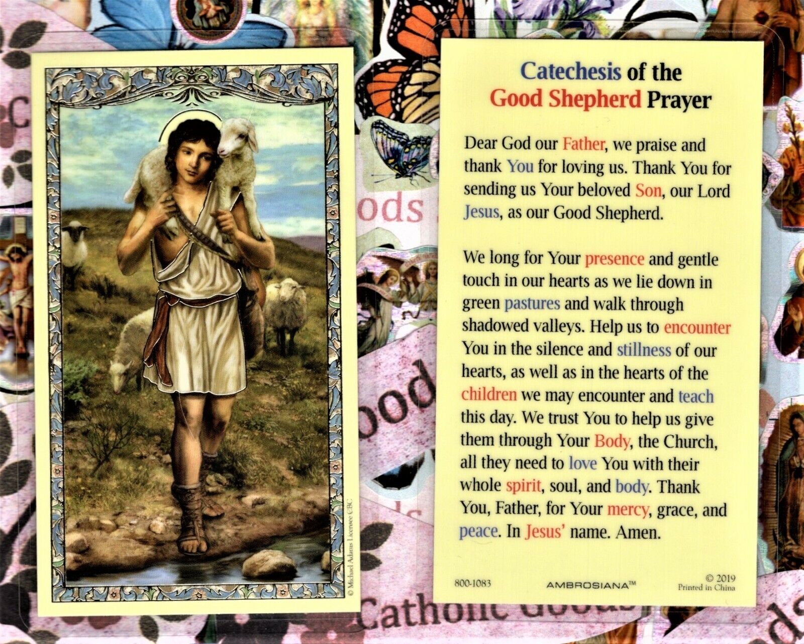 Catechesis of the Good Shepherd Prayer - Laminated  Holy Card