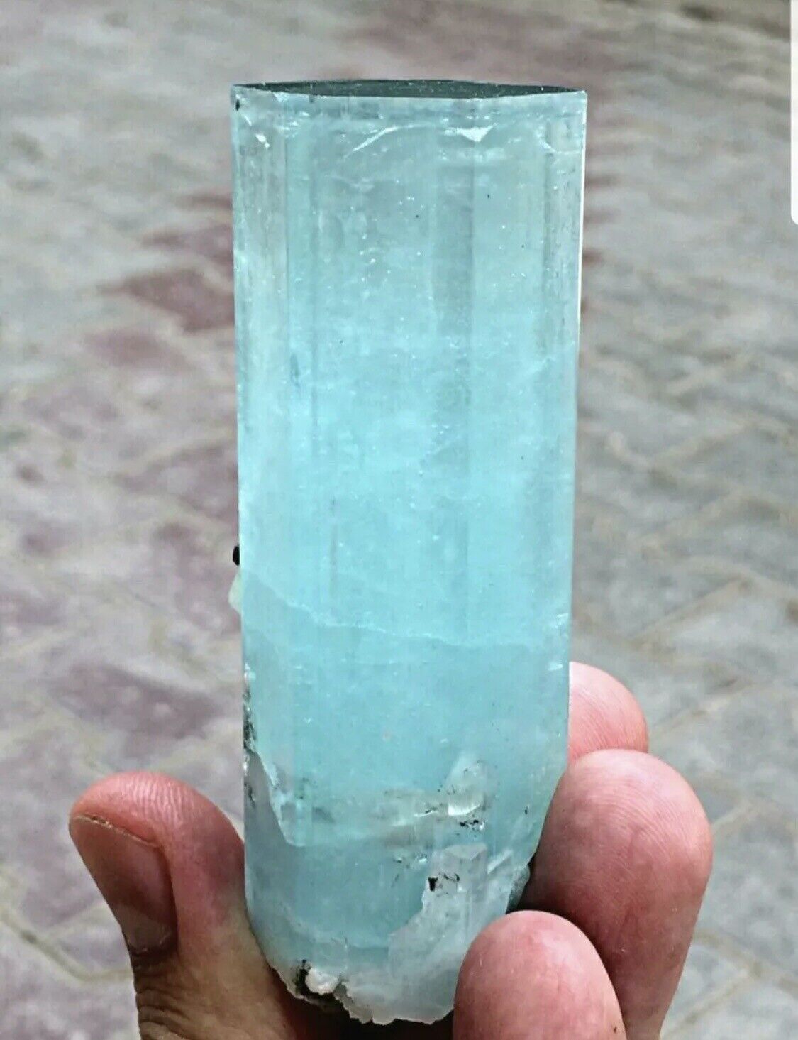 141 Gram Top Quality Damage Free DT Bottom Etched Hexagonal Aquamarine Crystal