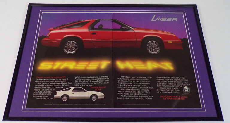 1985 Chrysler Laser XT 12x18 Framed ORIGINAL Vintage Advertising Display