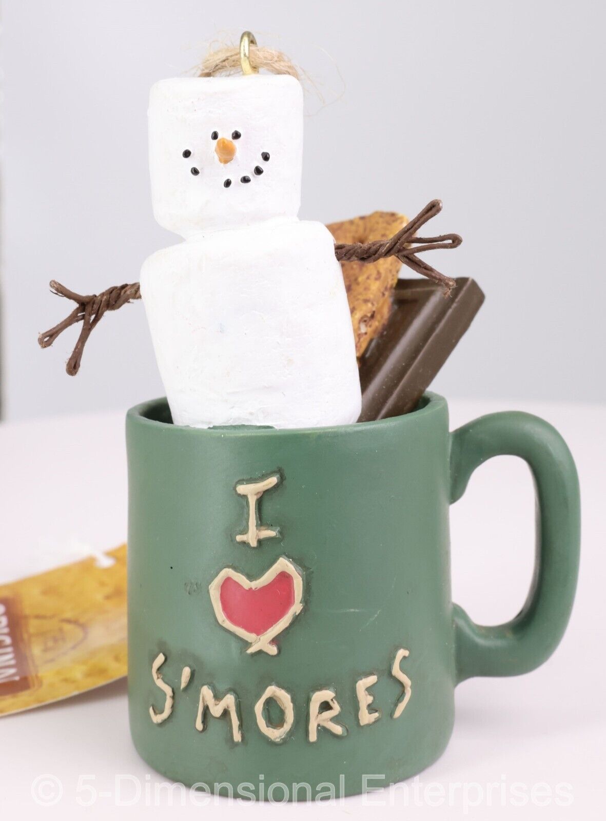 Original S\'mores I LOVE S\'MORES Snowman in Mug Ornament Midwest Cannon Falls NWT