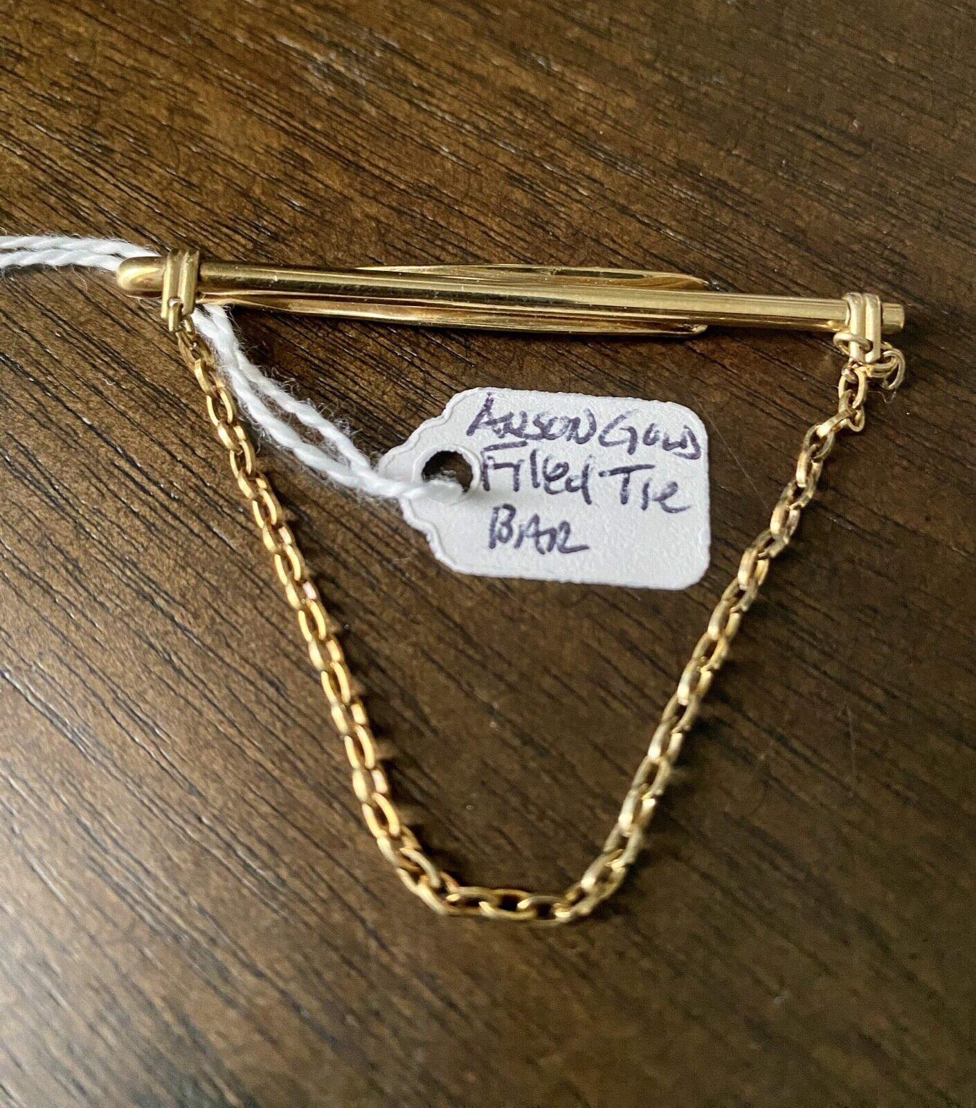 Vintage Anson 12k Gold Fill  Tie Clip Bar with Chain