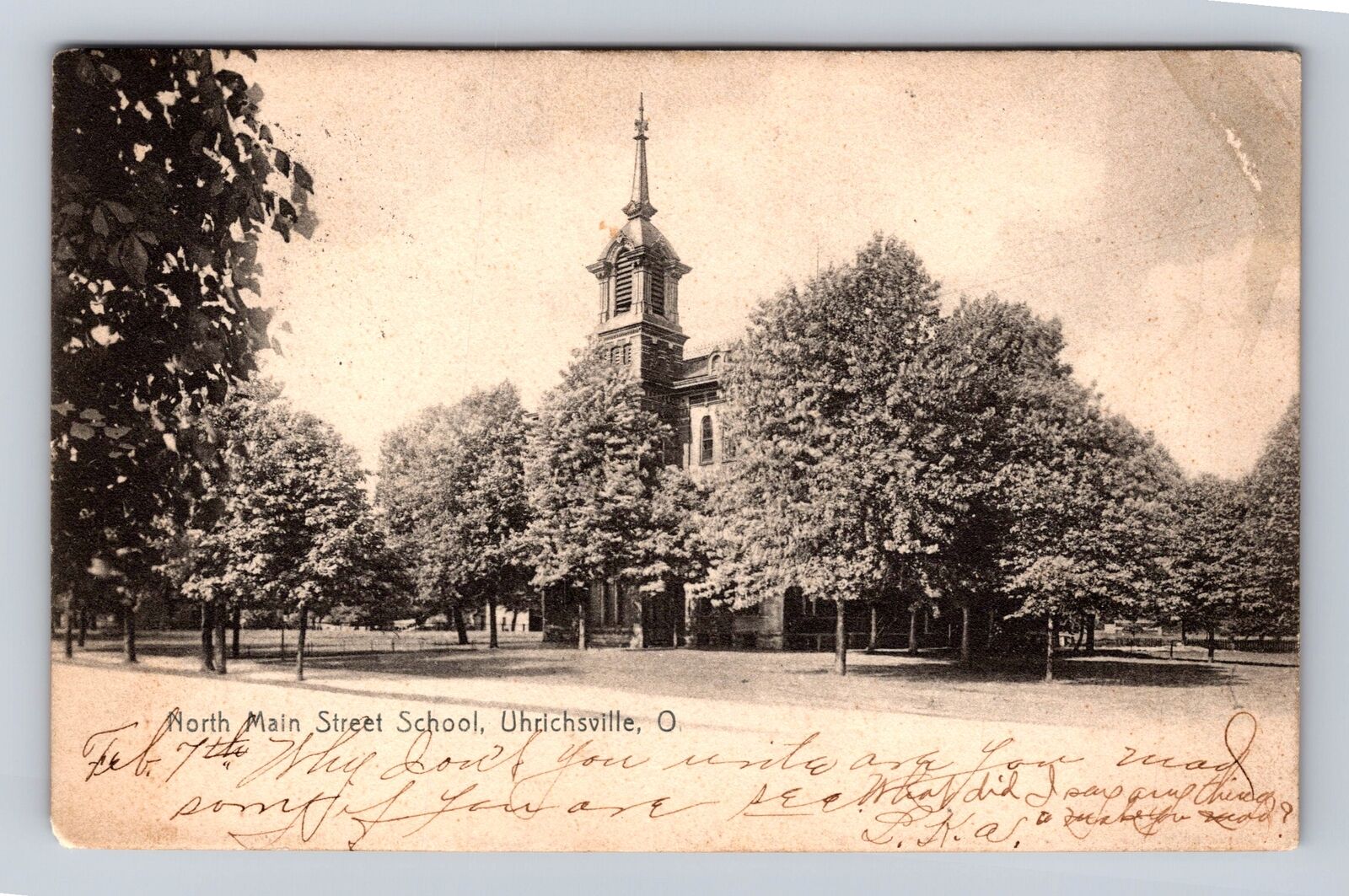 Uhrichsville OH-Ohio, North Main Street School, Antique Vintage Postcard