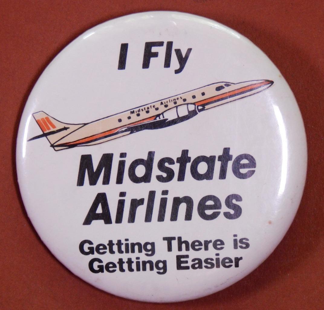 1980\'s I Fly Midstate Airlines Pinback Button  tra26