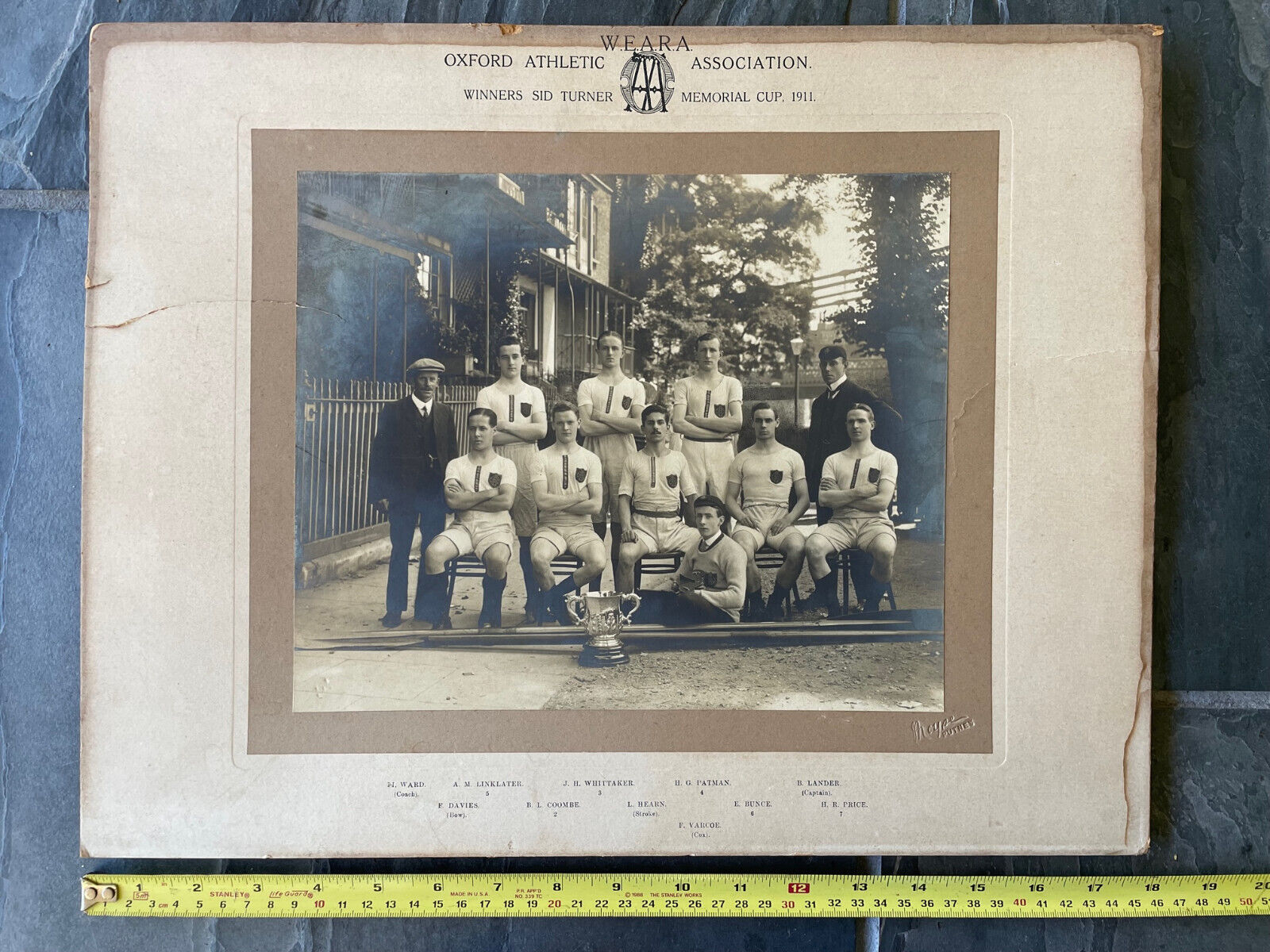 Large Cabinet Photo 1911 WEARA West End Amateur Regatta Row Crew Antique OXFORD