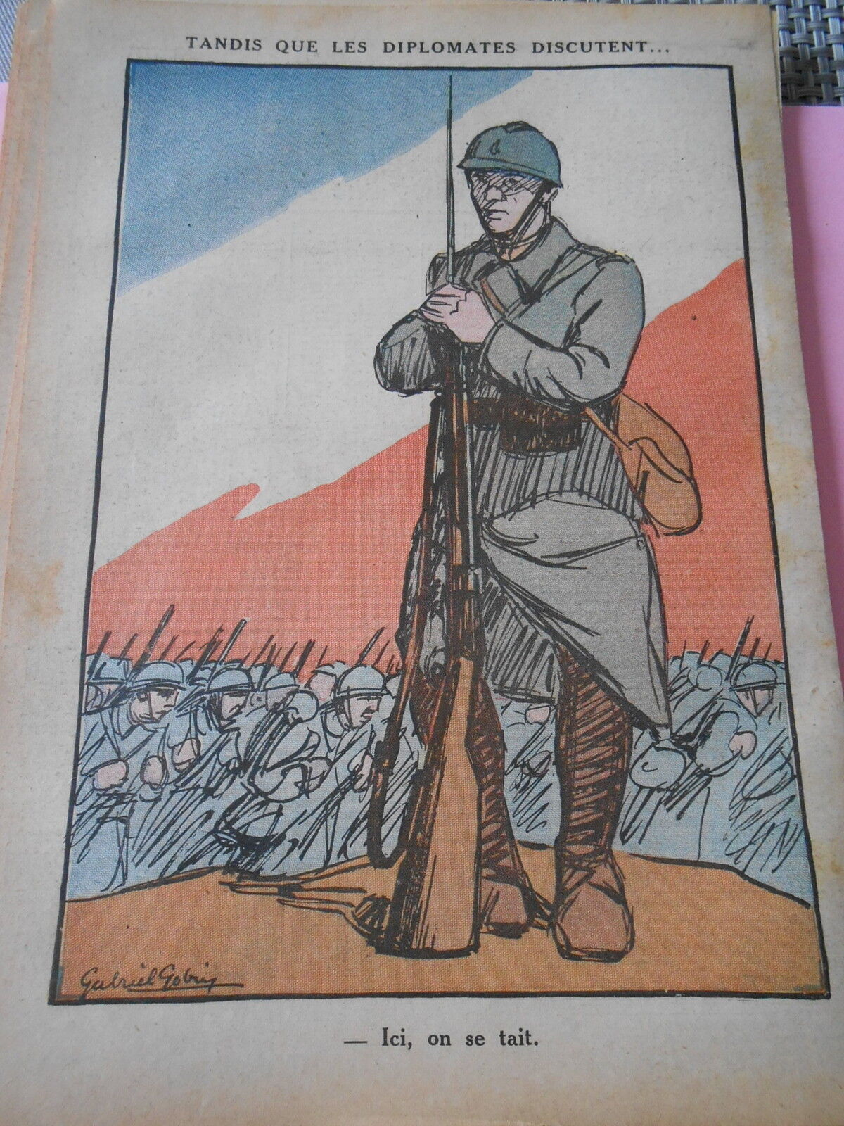 While Diplomats Talk...Here We Shut Up Soldier Drawing Print 1936